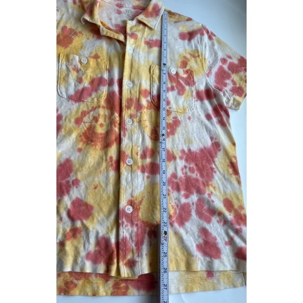 J. Crew Mens Tie Dye Good Loops Collared Short Sleeve T-Shirt